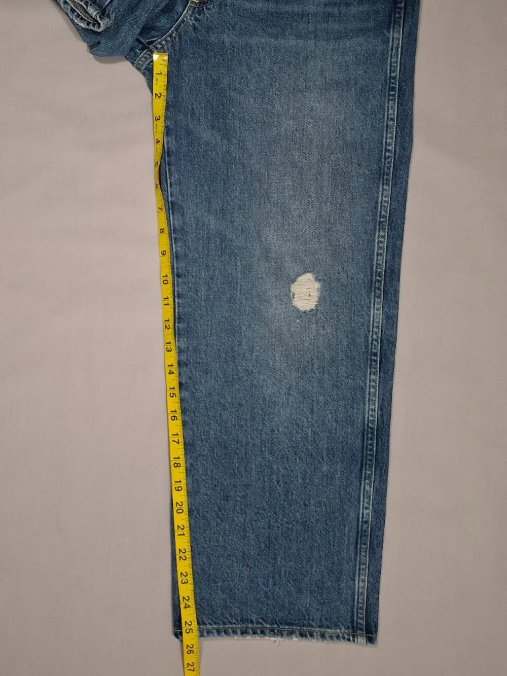 AMO Billie Jeans Warmth Wash Distressed Wide Straight Crop 100% Cotton | Size 29